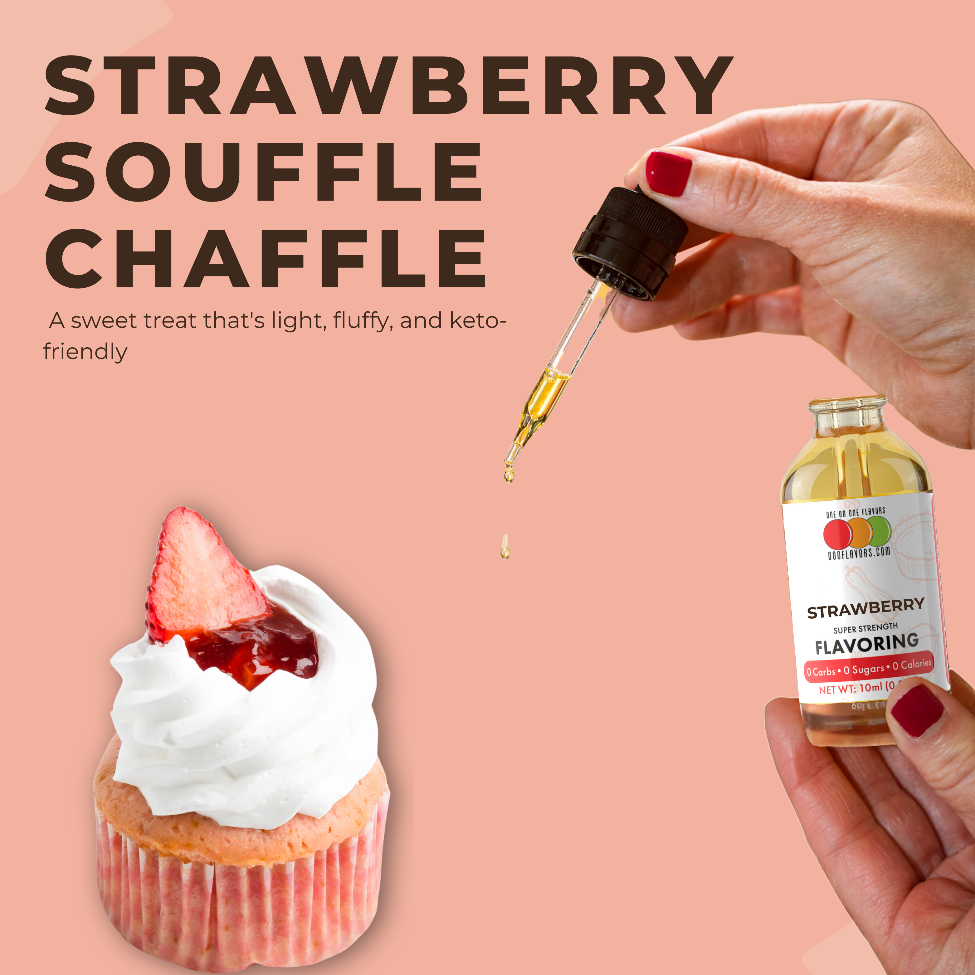 Low Carb Strawberry Souffle Chaffle Cake