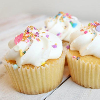 Homemade vanilla cupcake recipe with soft moist cupcakes and rich vanilla flavor, made with OOOFlavors vanilla flavoring