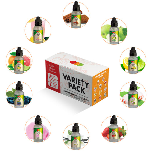 Naturally Flavored MCT Oils - Variety 10 Pack - Flavored Liquid Concentrate