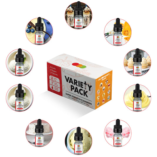 Low Carb - Vanillas - Variety 10 Pack - Flavored Liquid Concentrate KETO